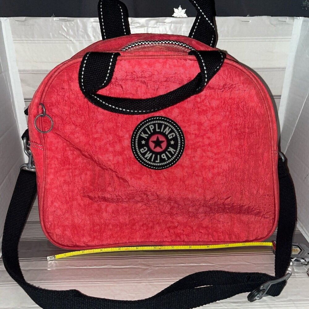 Kipling Crossbody Bag Red Nylon Top Zip Travel Everyday duffel